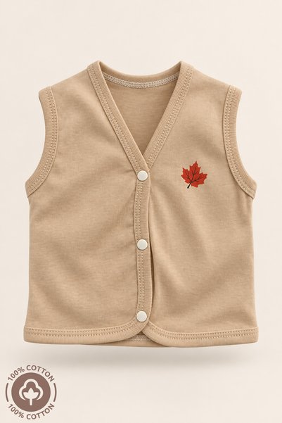 Miniel Unisex Baby Vest Made of Cotton Jersey with Leaf Print (Non-Lycra)