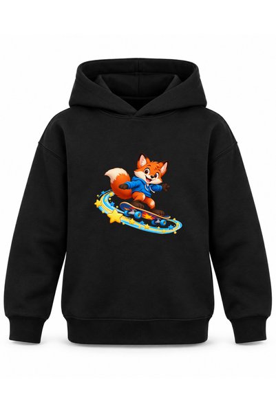ROOSTER GOLD Black Kids' Hoodie with Skateboard Print