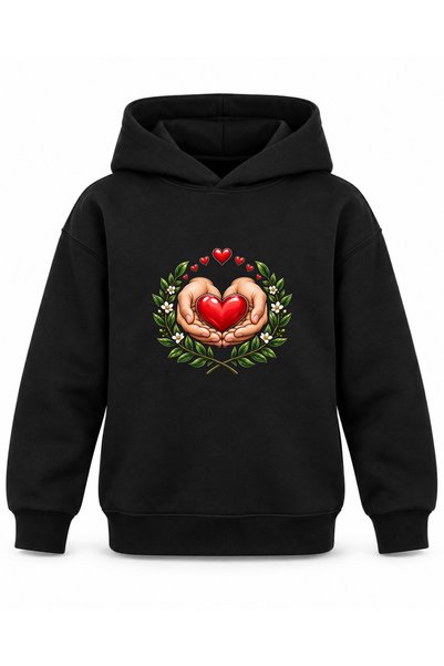 ROOSTER GOLD Black Children's Hooded Sweatshirt with Striped Print