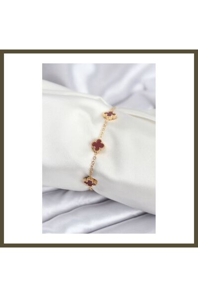 northcity n 316L Steel Gold-Colored Burgundy Baby Boy Clover Women's Bracelet BX