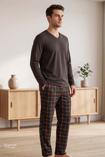 Jiber Men's Anthracite Long-Sleeve Pajama Set