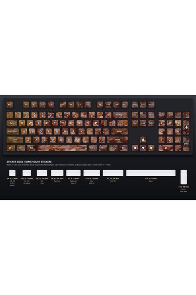 OEM Stickere Tastatura Set Rășină Chihlimbar, Design Panoramic Imersiv, Coala A4