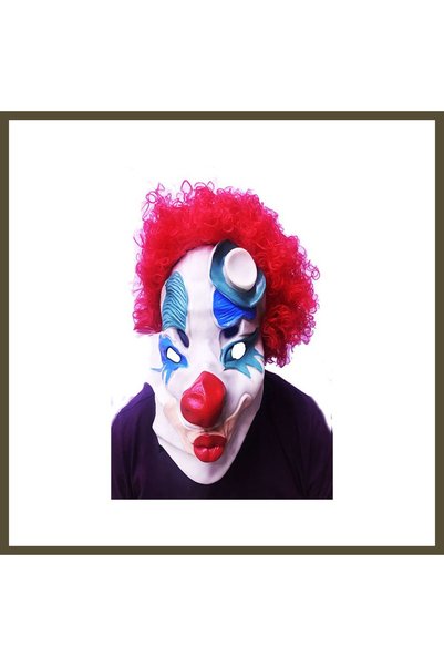 northcity n Red Afro Bonus Wig Clown Latex Face Mask BX