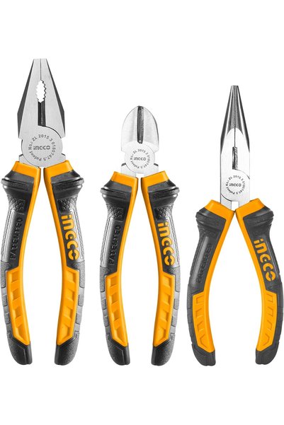Ingco 3pcs Pliers Tool Set Wire Cutters 8" Combination Pliers 6" Diagonal Cut...