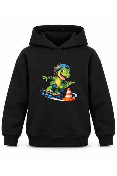 ROOSTER GOLD Black Kids' Hoodie with Skateboard Print