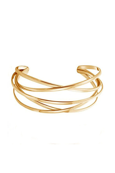 Choice SZ0246-Gold Gold Plated Metal Wire Hollow Luxury Open Cuff Vintge Brac...