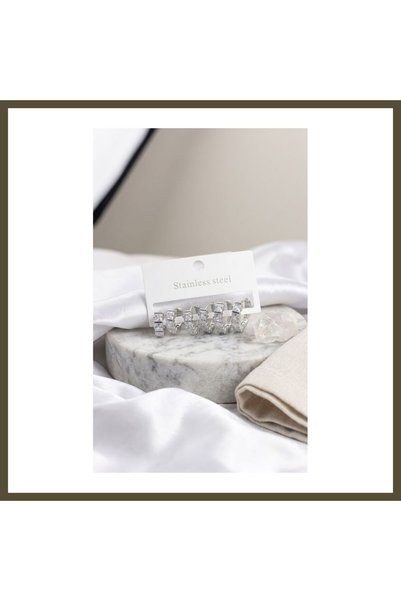 northcity n طقم أقراط دائرية من الفولاذ 316L بلون فضي، مزينة بحجر الزركون BX