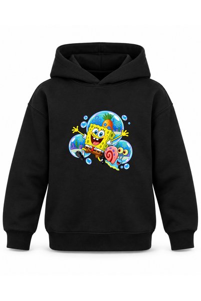 ROOSTER GOLD "Friends of the Sea" Printed Black Children's Hooded Sweatshirt