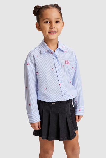U.S. Polo Assn. قميص طويل الأكمام باللون الأزرق الفاتح للفتيات، موديل 5033025...