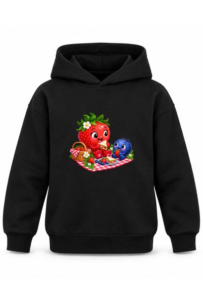 ROOSTER GOLD "Sweet Friends" Printed Black Kids' Hooded Sweatshirt