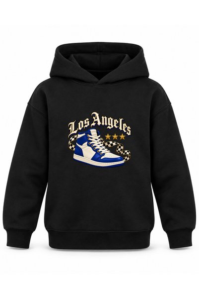 ROOSTER GOLD Los Angeles Sneakers Print Black Kids' Hooded Sweatshirt