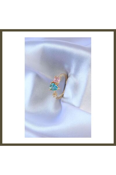 northcity n Gold-Colored Brass Women's Ring with Colorful Zircon Stones BX