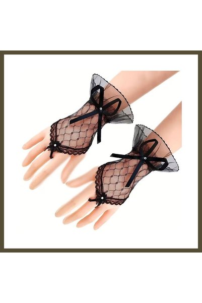 northcity n Women's Gloves with Black Bow Detail and Finger Loops BX