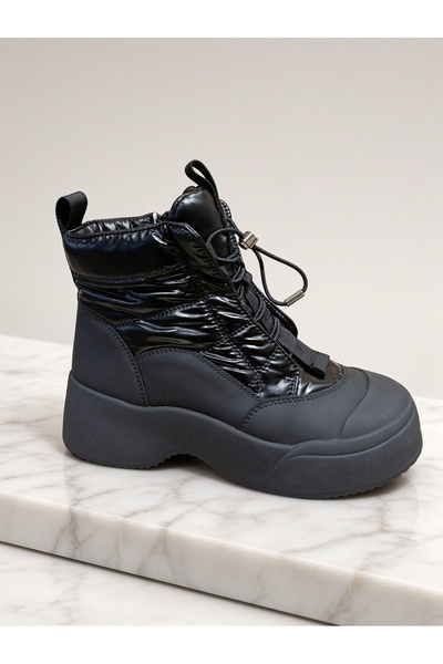 Kemal Aygün -Ewolira Women's Black Platform Sole High-Heeled Zip-Up Boots wit...