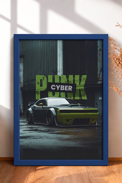 HOMEPACK لوحة فنية بإطار على شكل سيارة عضلات ذات هيكل عريض باللونين الأخضر وا...