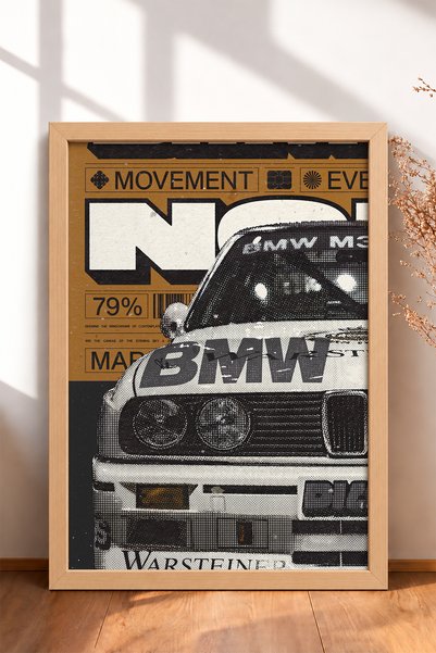 HOMEPACK Retro slika uokvirena sa nemačkim trkačkim automobilom sa tačkastim ...