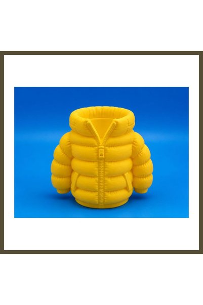 northcity n 3D-Printed Puffer Coat Pencil Holder - Desktop Organizer - Yellow BX
