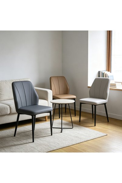 Arabest Upholstered Dining Chair with High Back, Vertical Grooved Stitching K...