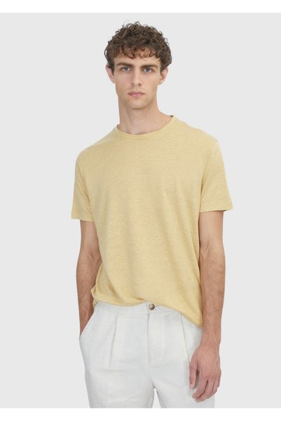 Ramsey Tricou 100% in, galben deschis, simplu