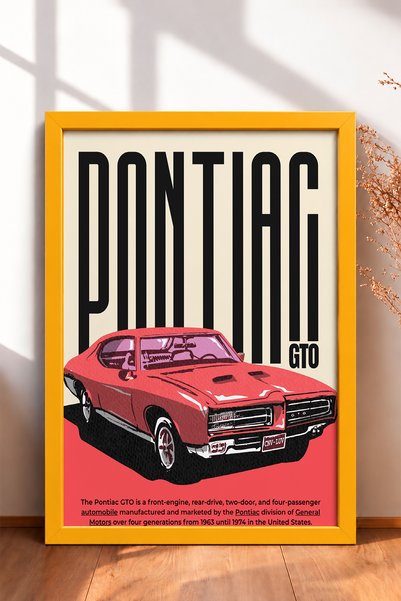 HOMEPACK Retro Red American Muscle Car Framed Art Print Car Poster for Garage...