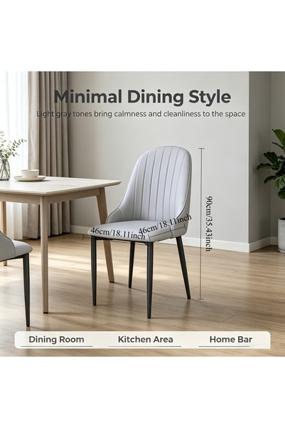 Arabest Vertical Stitched PU Upholstered Dining Chair with Curved Back, Black...