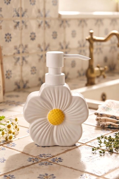 NESS HOME Dozator de săpun lichid ceramic pentru baie și bucătărie, cu model ...
