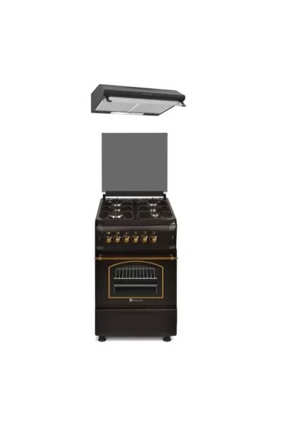 Studio Casa Pachet aragaz rustic si hota Verona Antico Nero, 50/ 55 cm, 4 arz...