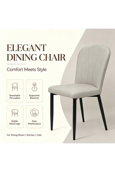 Arabest Vertical Stitching High-Arched Backrest Dining Chair, PU Upholstered ...