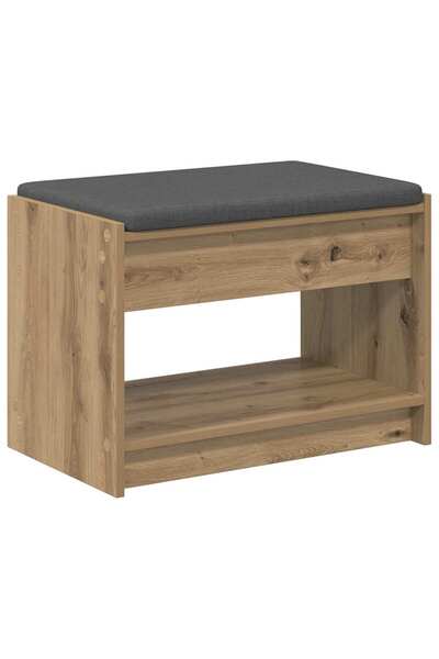 vidaxl Bancă pentru pantofi cu pernă Stejar Artizanal 63 x 38 x 45 cm