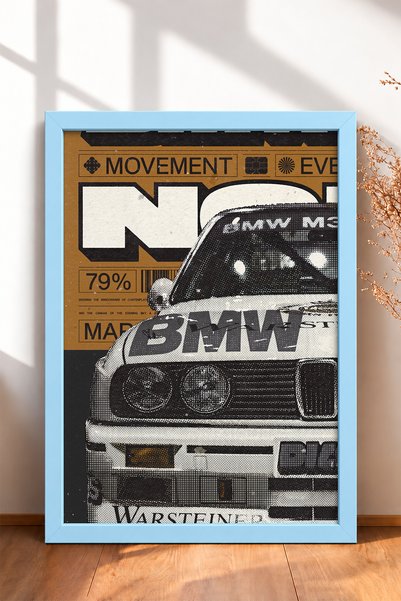 HOMEPACK Dot-Print Retro German Race Car Framed Art Print Car Poster Wall Dec...