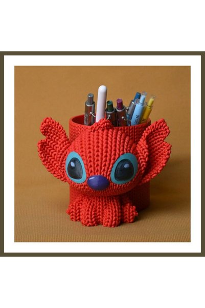 northcity n 3D-Printed Knitted Pencil Holder - Cute Character Desktop Pen Org...