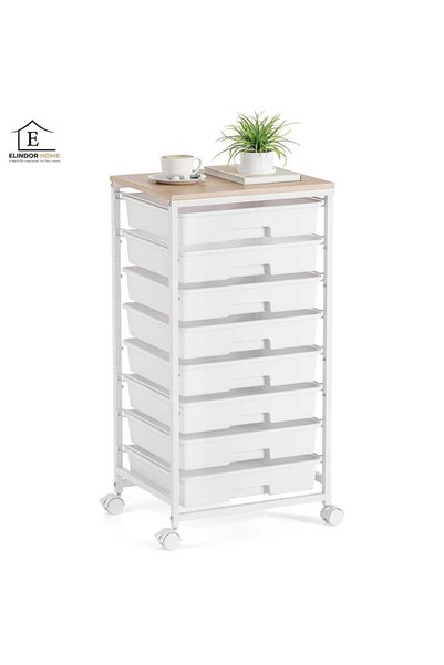 Elindor ® 9-Tier Rolling Cart, 360° Wheels, 8 Detachable Plastic Drawers, Mob...