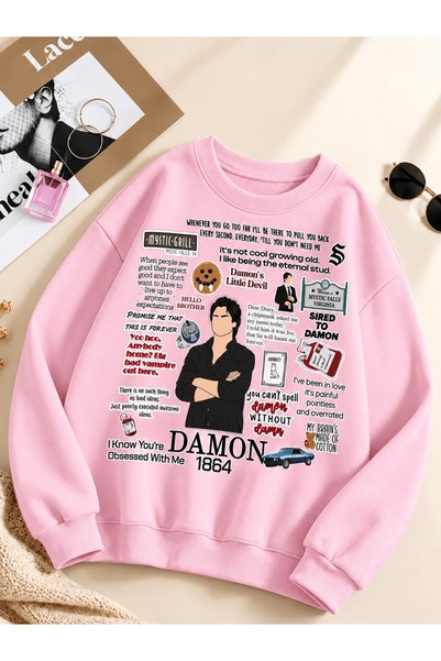 Vordevia "The Vampire Diaries" Damon Salvatore Printed Cotton 3-Ply Brushed I...