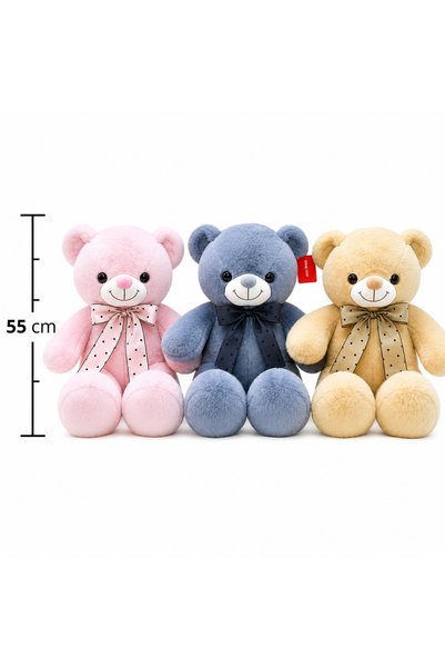 wafra store Cute Smile Design Big Soft Plush Bear Toy with Polka Dot Ribbon M...