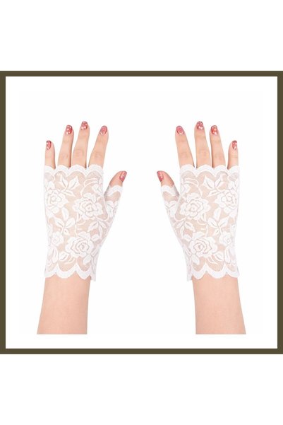 northcity n White Lace Fingerless Short Gloves BX