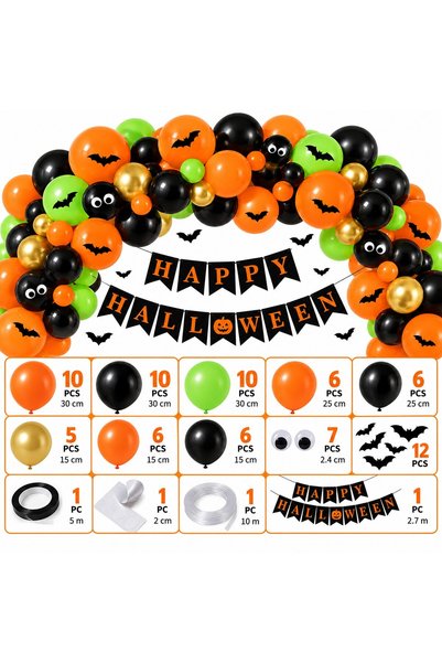 VARENTIS Set decorativ de Halloween cu baloane și ghirlandă „Happy Halloween”...