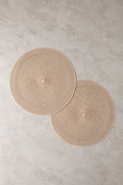 ACELEYOLLA LUXURY Leron 2-Piece American-Style Placemat Set, Beige, 38 cm – T...
