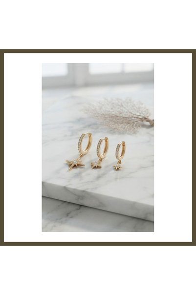 northcity n Gold-Colored North Star 3-Piece Earring Set BX