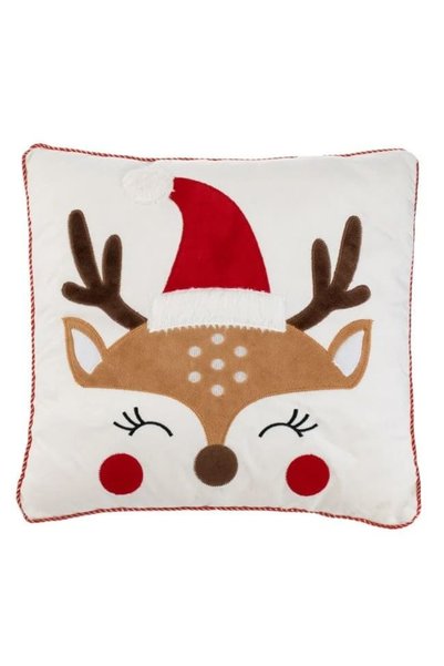 OEM Pernă decorativă de Crăciun albă cu ren 35x35cm, DCJ999 - Momente Ideale