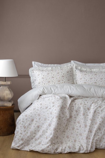 BED LİNE Savira Crepe Camelia Double Duvet Cover Set