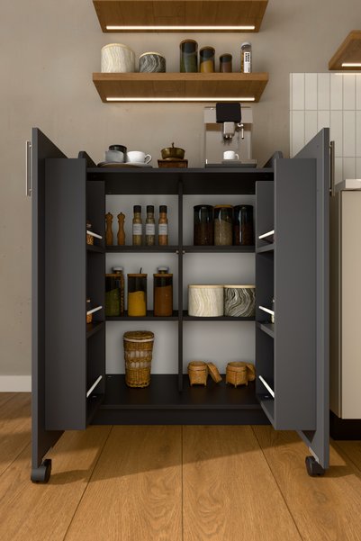 asratrend Lüks 2 Kapılı Çok Amaçlı Kiler Dolabı %100 MDF Erzak Organizer Mutf...