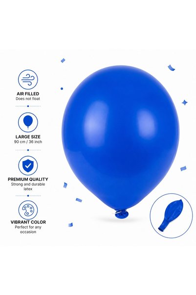 VARENTIS Set 10 baloane mari din latex albastre 90 cm - Decor pentru petrecer...