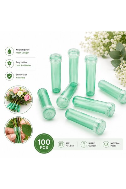 VARENTIS Set de recipiente cu apă pentru flori verzi, 100 buc., tuburi de hid...