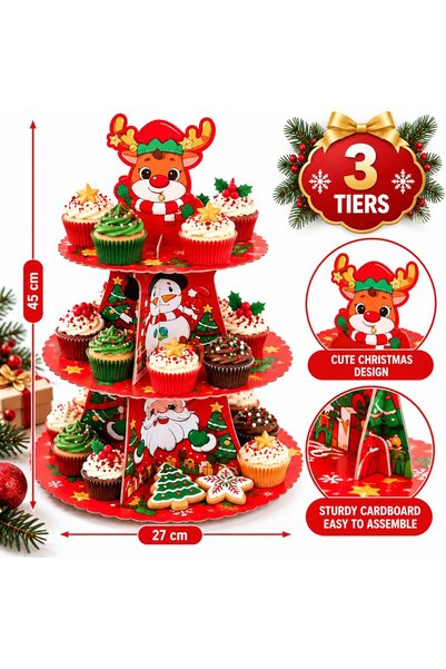 VARENTIS Suport etajat pentru tort, 3 niveluri, multicolor, 45x27cm, pentru c...
