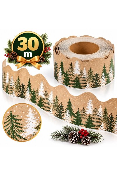 VARENTIS Bandă decorativă autoadezivă de Crăciun cu model de pădure de brad, ...