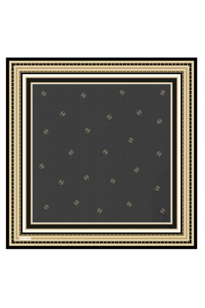 Pierre Cardin وشاح حريري أسود مقاس 90×90
