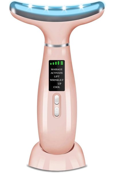 X SPRING Neck Face Massager, 3 Modes LED Light Therapy Device, Wrinkle Remova...