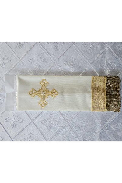 OEM Semn Evanghelic brodat cu fir aurit, model cruce cu flori / trifoi, bază ...
