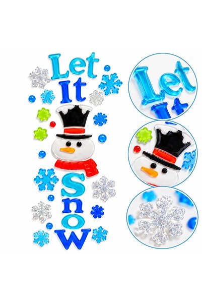 VARENTIS Autocolante gel de Crăciun "Let It Snow" cu om de zăpadă și fulgi de...
