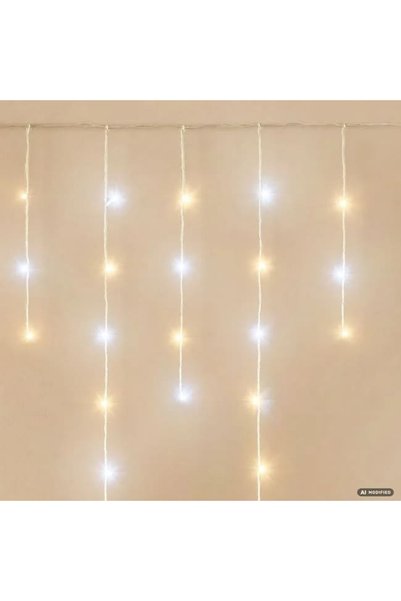 OEM Instalare cortină luminoasă tip cascadă cu 432 LED-uri, alb cald și alb r...